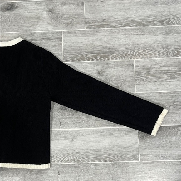 OAK + FORT Black Cardigan with Cream Trim - Picture 6 of 6